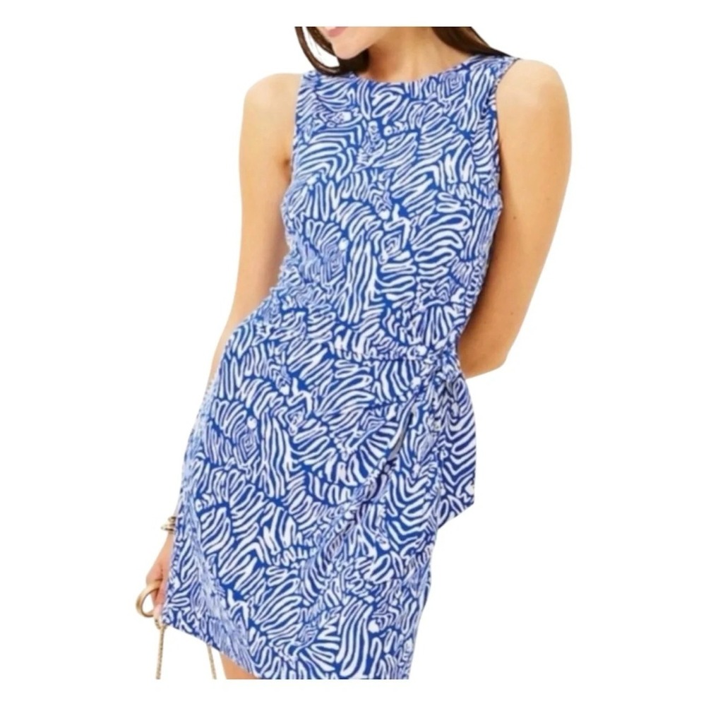 Lilly Pulitzer Bryson Sleeveless Dress In Martinique Blue- Women's Size Large